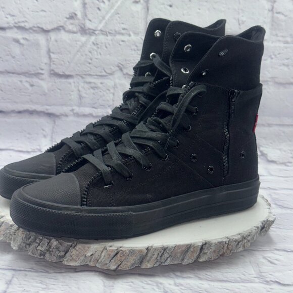 Levi’s Men's Zip Extra Hi Triple Black Canvas Shoes Sneaker Size 9 - Picture 3 of 11